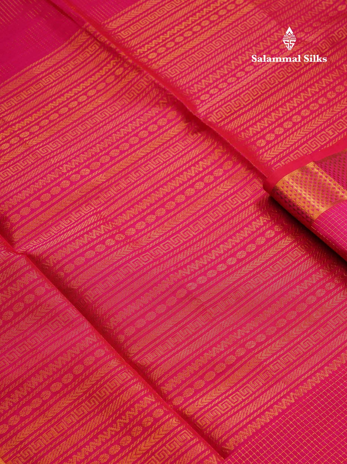 Beautiful Dual Tone Red Small Zari Checks Pure Silk Cotton Saree With Traditional Border