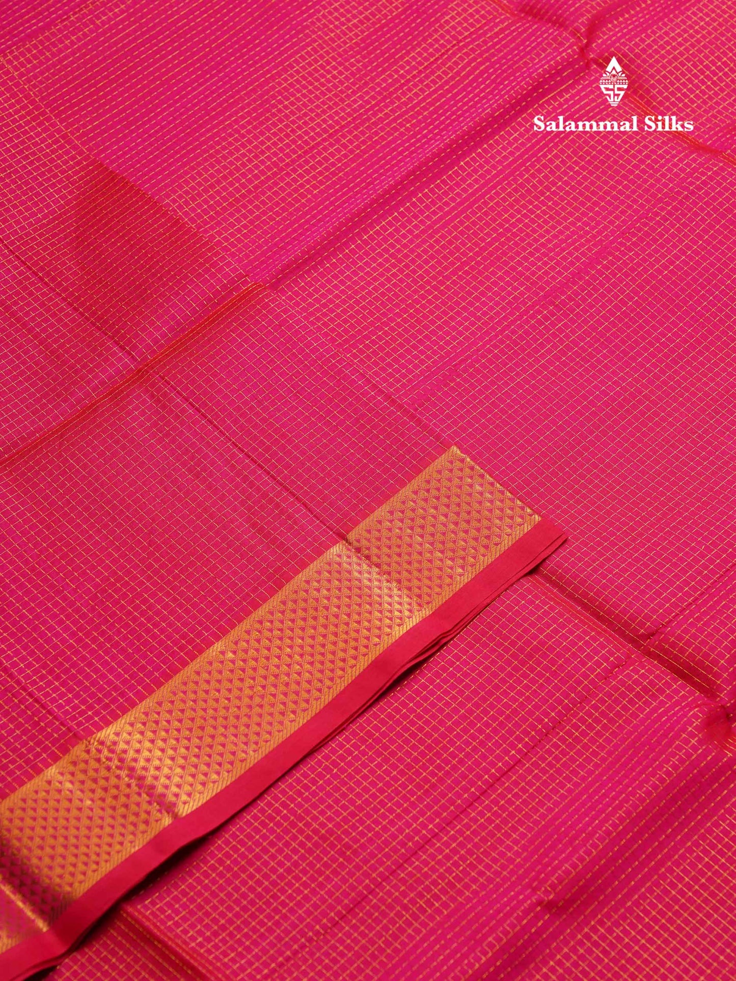 Beautiful Dual Tone Red Small Zari Checks Pure Silk Cotton Saree With Traditional Border