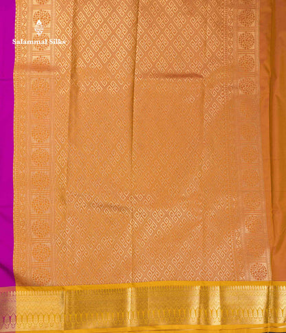 Beautiful Magenta Pink Semi Silk Saree With Contrast Mustard Yellow Border