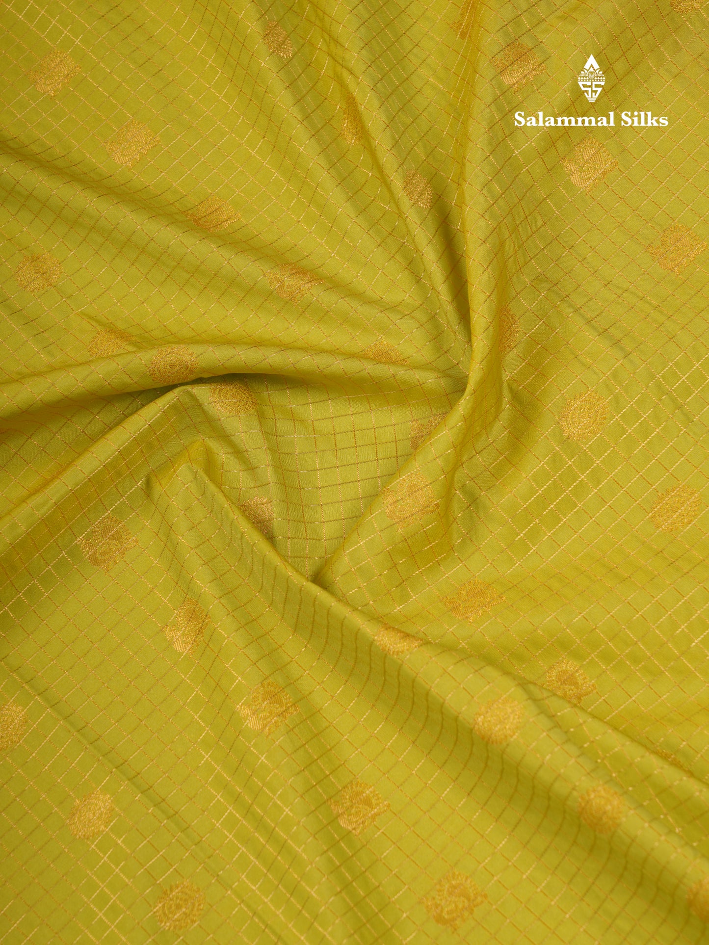 Beautiful Manthulir Yellow Zari Small Checks Semi Silk Saree With Contrast Pink Traditional Rettapet Border