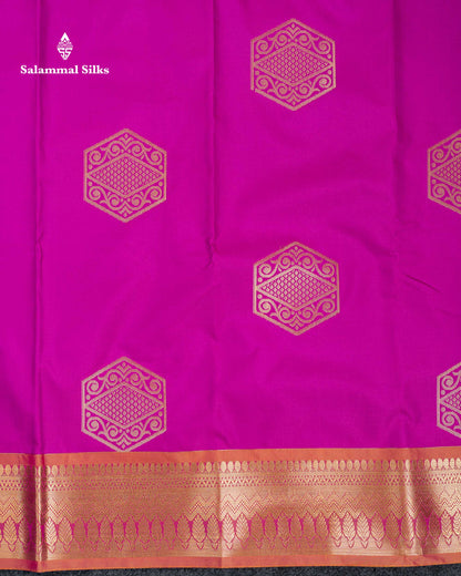 Beautiful Magenta Pink Semi Silk Saree With Contrast Mustard Yellow Border