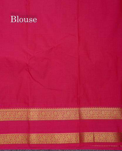 Beautiful Manthulir Yellow Zari Small Checks Semi Silk Saree With Contrast Pink Traditional Rettapet Border