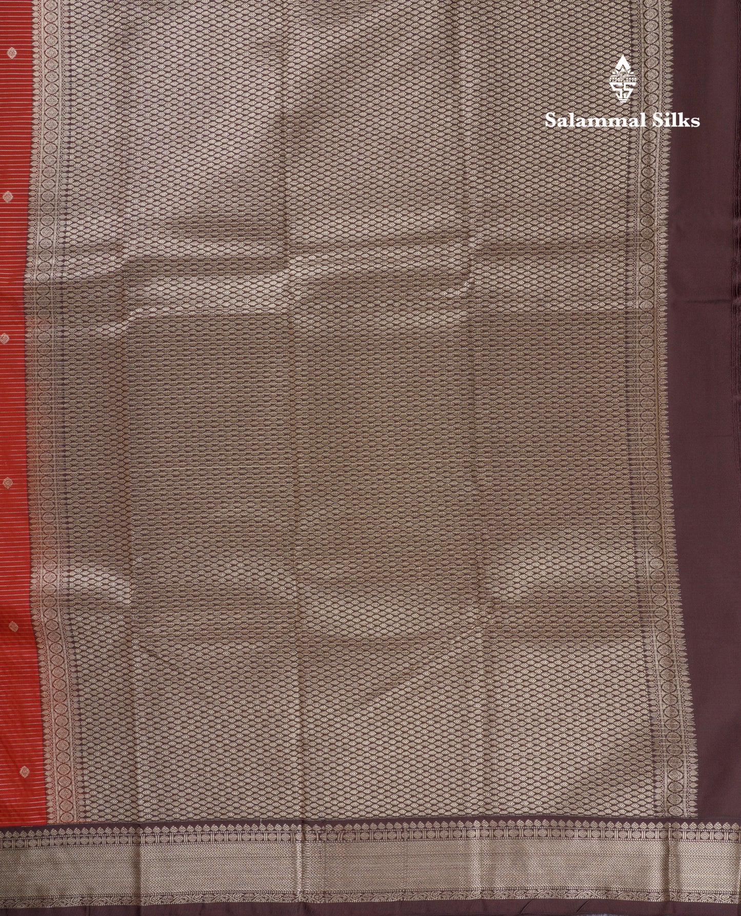 Beautiful Rust Orange Semi Silk Saree With Contrast Dark Brown Traditional Medium Border