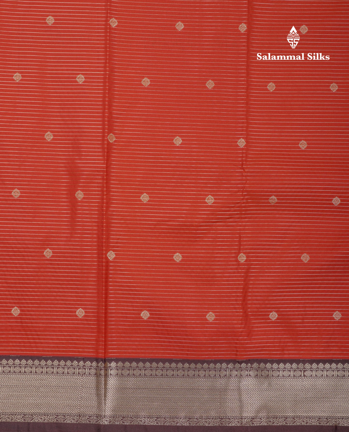 Beautiful Rust Orange Semi Silk Saree With Contrast Dark Brown Traditional Medium Border