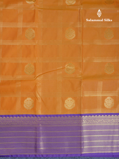 Mustard Yellow Semi Silk Saree With Contrast Dark Purple Border