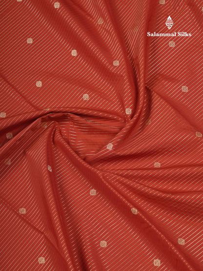 Beautiful Rust Orange Semi Silk Saree With Contrast Dark Brown Traditional Medium Border