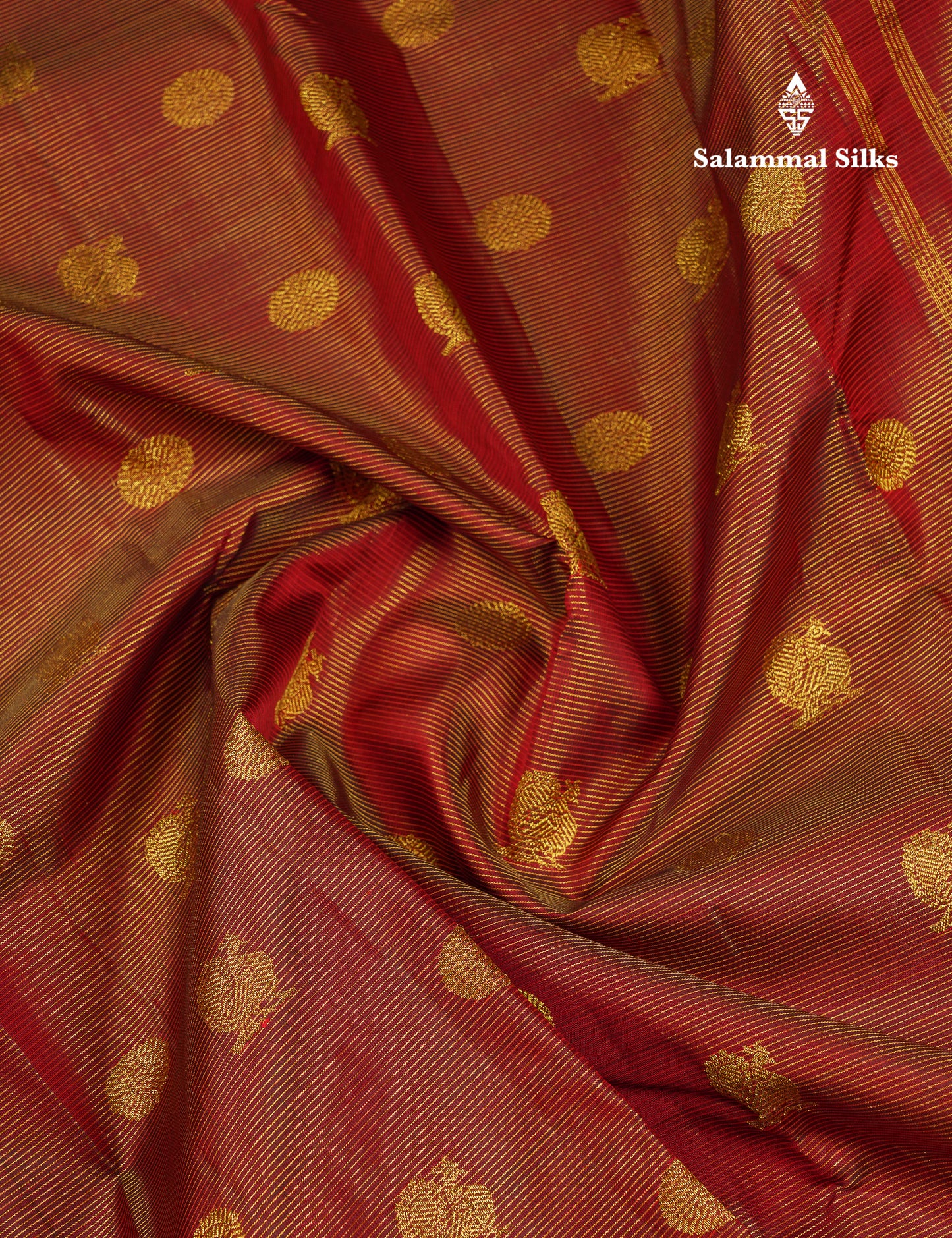 Beautiful Maroon Vaira Oosi Lines With Butta Pure Kanjivaram Silk Saree With Traditional Border