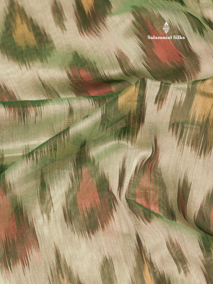 Premium Light Green Colour Pochampalli Cotton Saree With Gold Zari Border