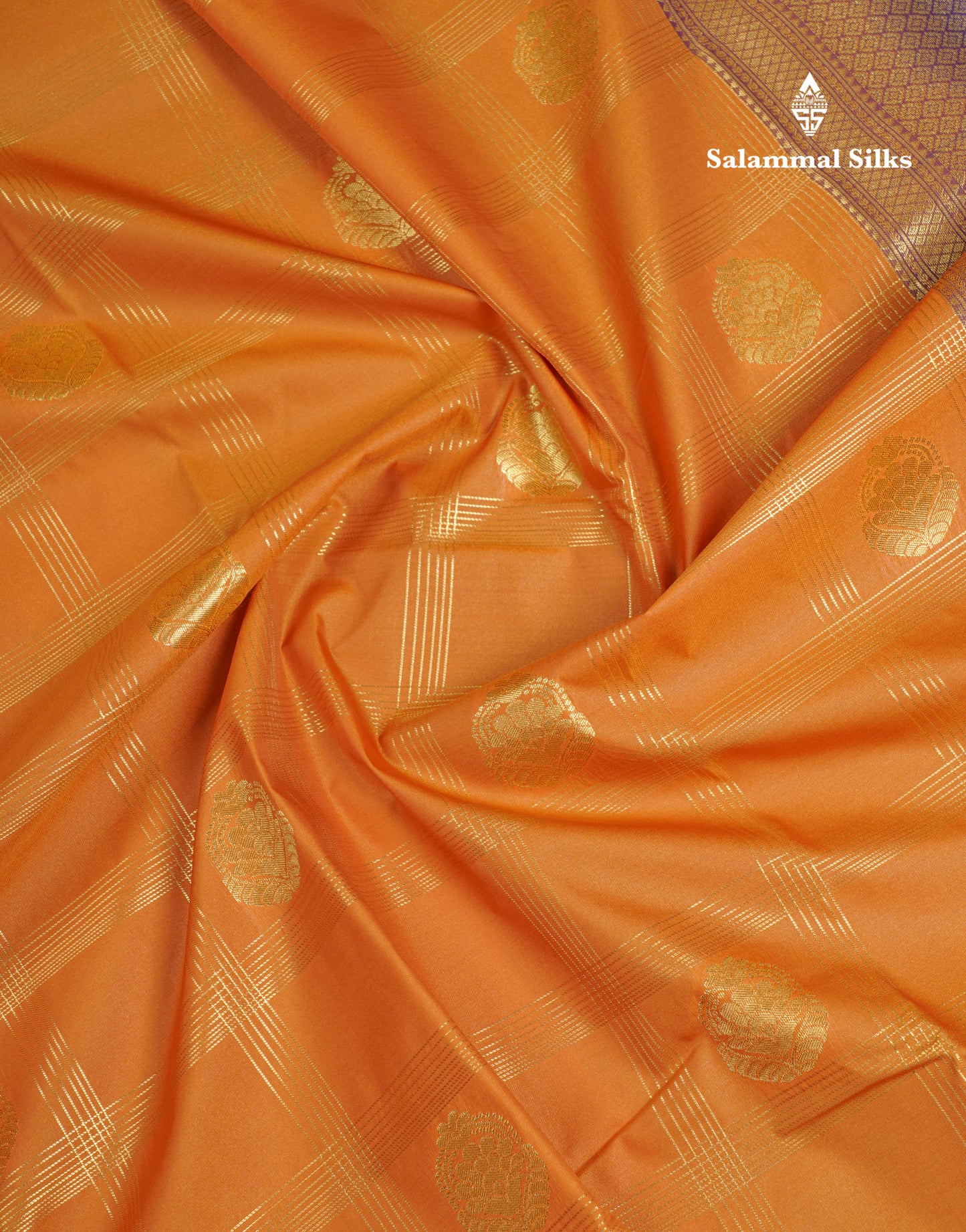Mustard Yellow Semi Silk Saree With Contrast Dark Purple Border