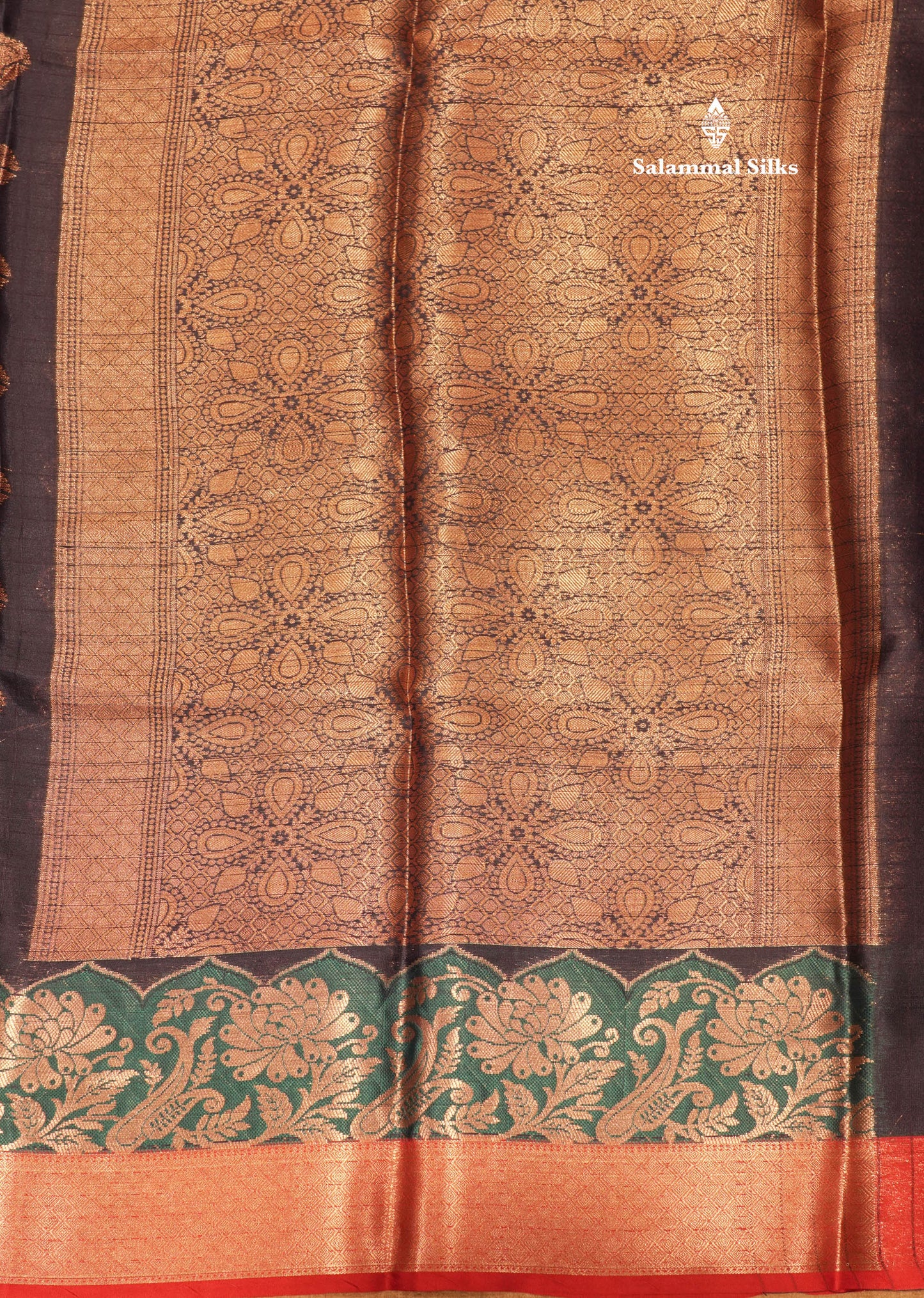 Navy Blue Colour Small Checks Semi Silk Saree With Contrast Chilly Red Fancy Border
