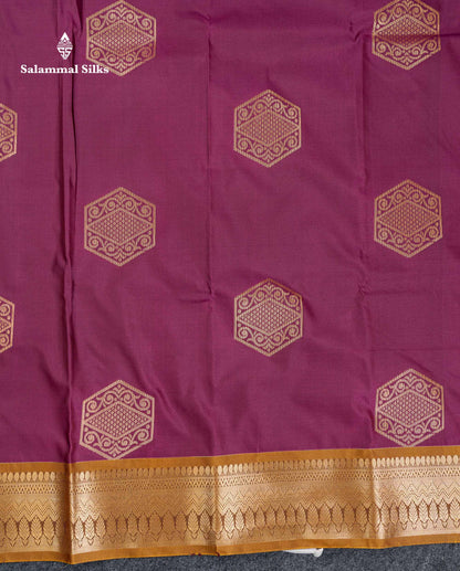 Beautiful Magenta Pink Semi Silk Saree With Contrast Mustard Yellow Border