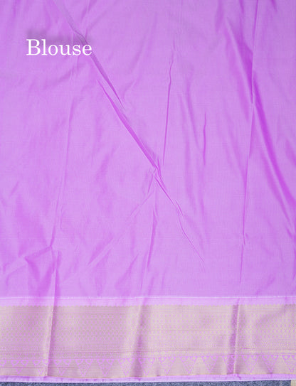 Dark Maroon Semi Silk Saree With Contrast Lavender Border