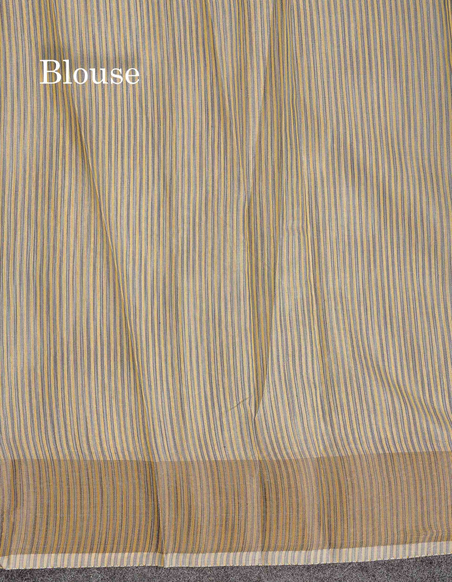 Cotton Mix Saree - Light Yellow Colour Body Thread Work With Gold Zari Border