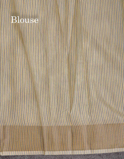 Cotton Mix Saree - Light Yellow Colour Body Thread Work With Gold Zari Border