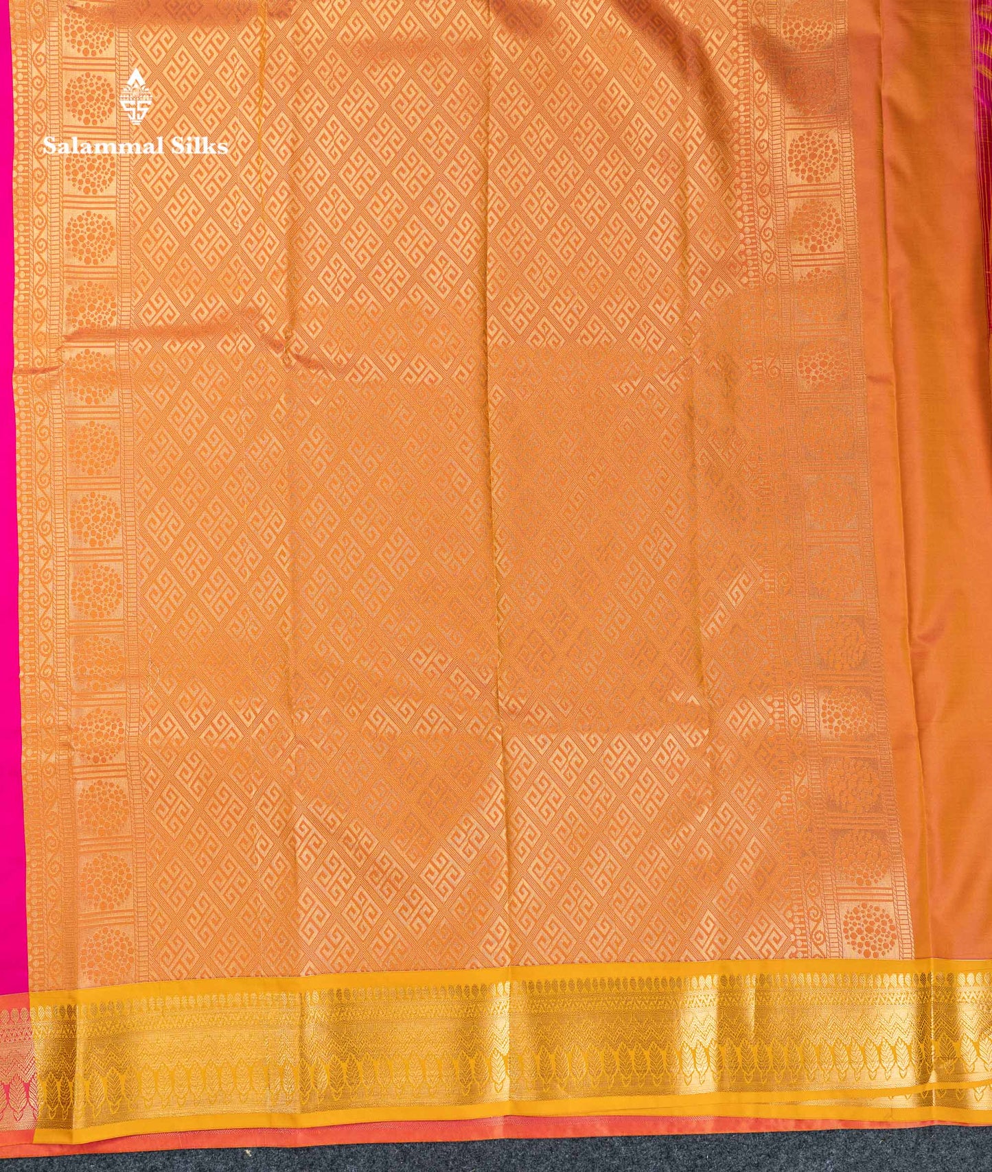 Beautiful Magenta Pink Semi Silk Saree With Contrast Mustard Yellow Border