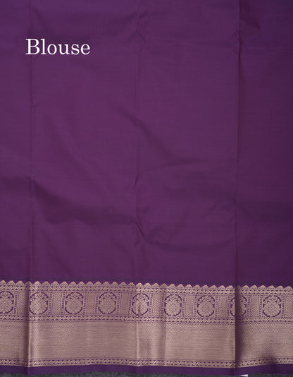 Beautiful Pista Green Vaira Oosi Checks With Butta Semi Silk Saree With Contrast Dark Violet Border