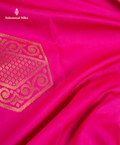 Beautiful Magenta Pink Semi Silk Saree With Contrast Mustard Yellow Border