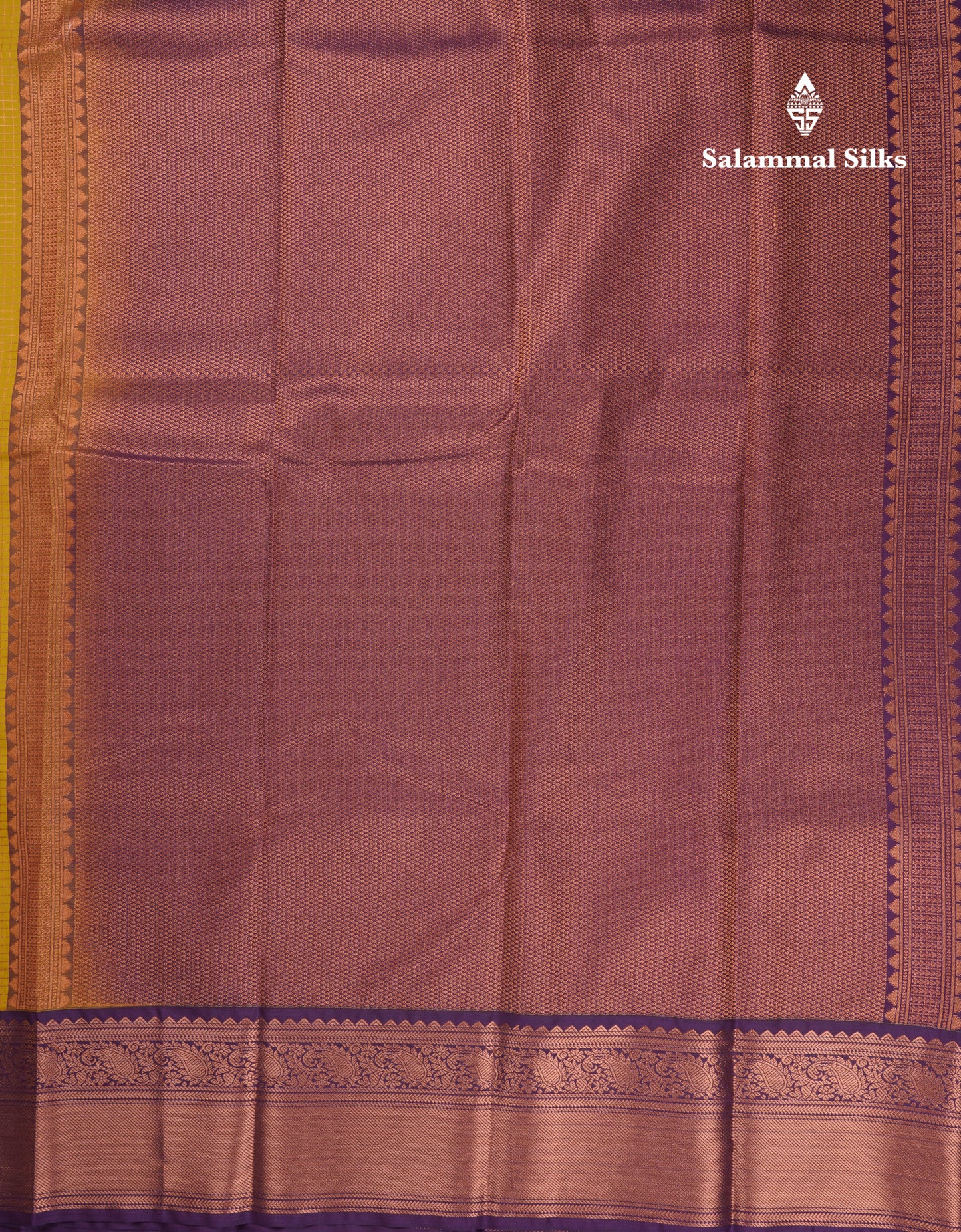 Beautiful Yellow Small Zari Checks Semi Silk Saree With Contrast Magenta Border