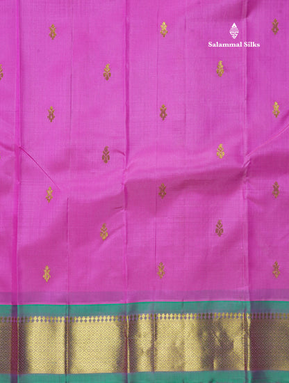 Pink Pure Kanjivaram Silk Saree With One Side Contrast Light Rexona Border