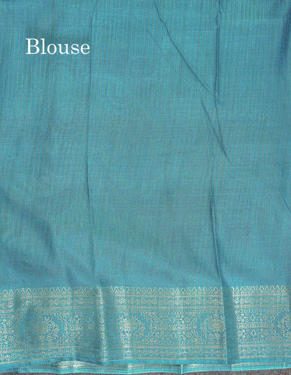 Semi Tussar Fancy Saree - Pink Colour Body With Contrast Ramar Blue Fancy Border
