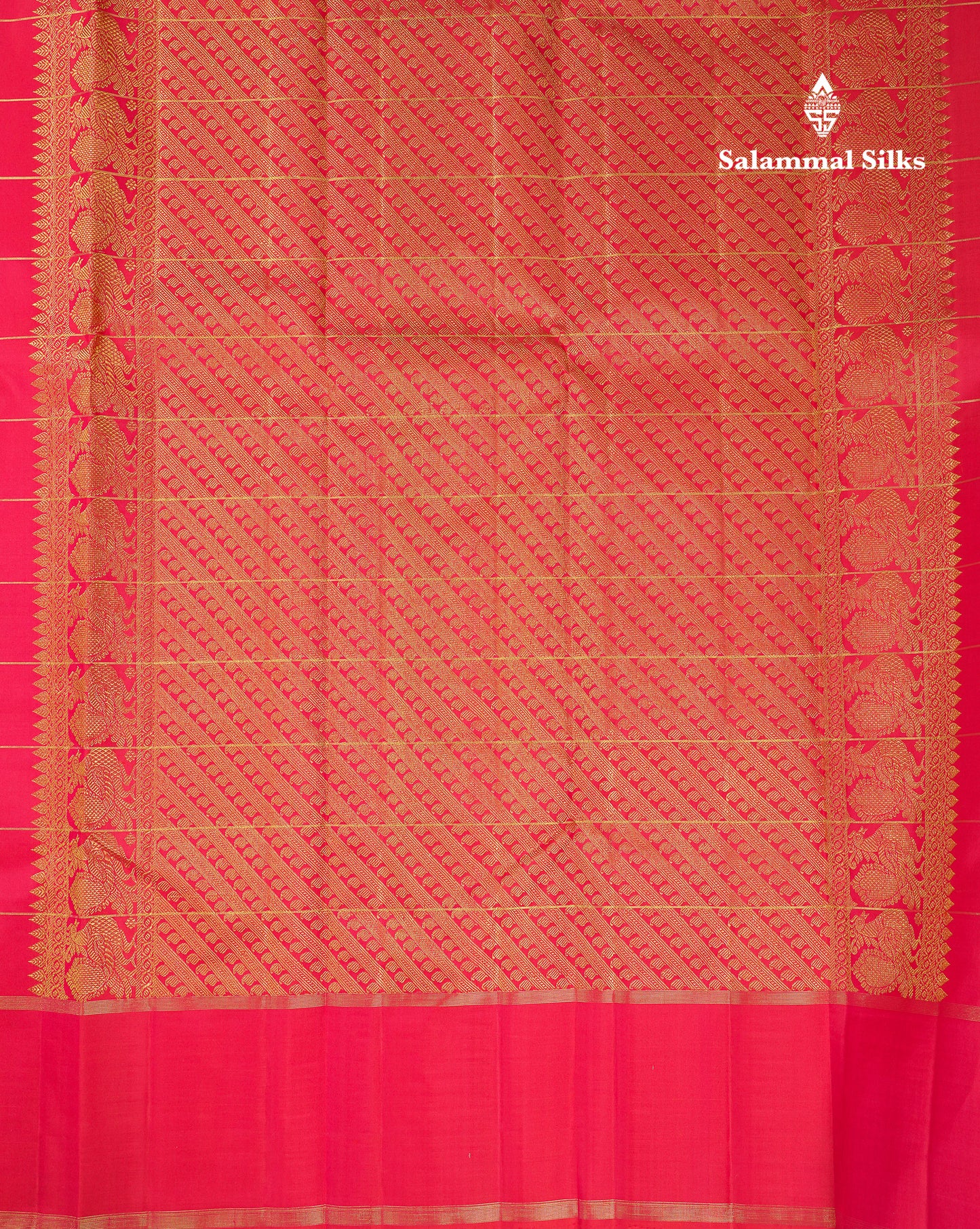 Beautiful Dual Tone Redish Pink Checks With Mango & Peacock Butta Pure Kanjivaram Silk Saree With Traditional Gap Border