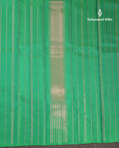 Beautiful Dual Tone Sapphire Green Komatha Design Pure Kanjivaram Silk Saree With Blouse