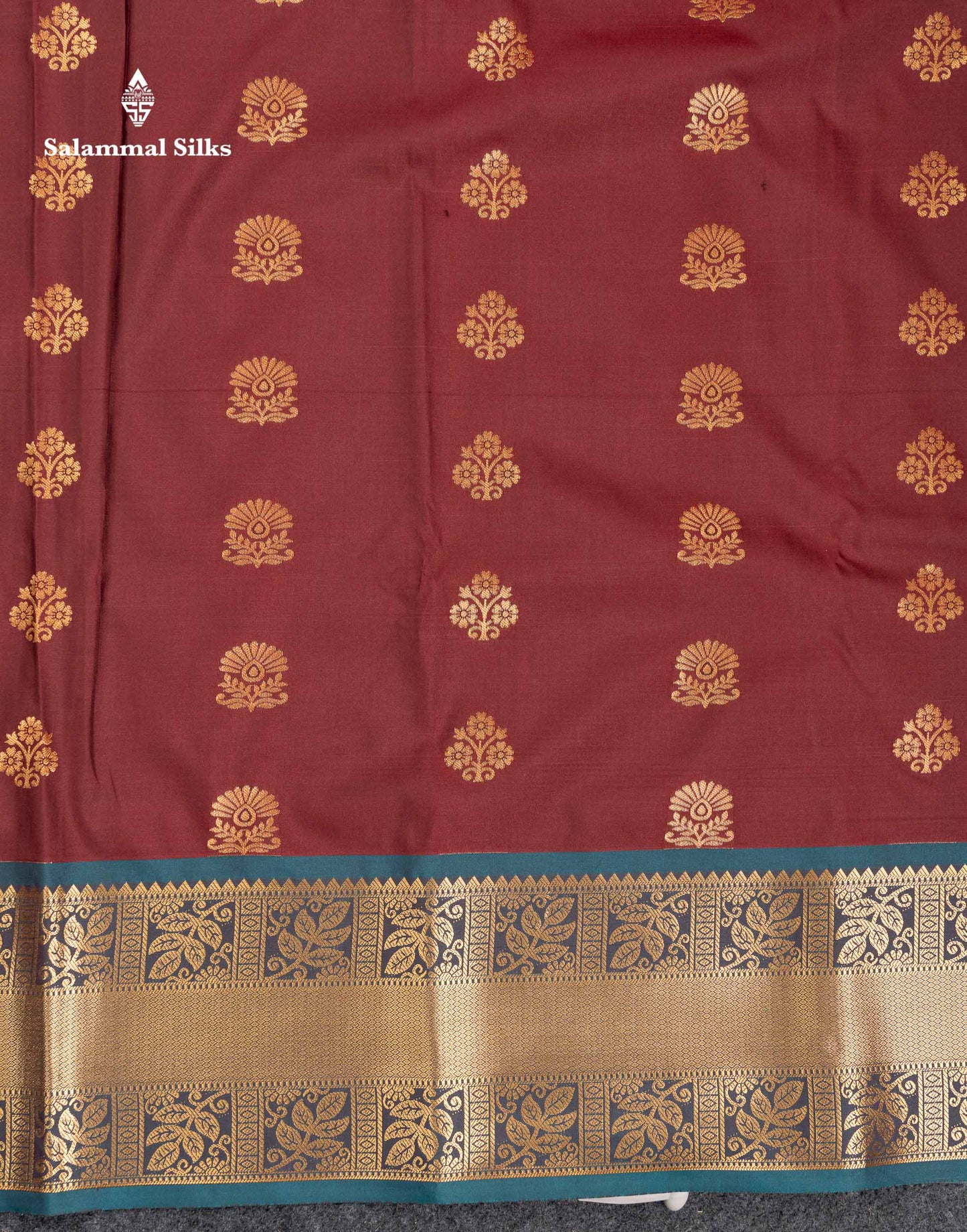 Beautiful Dark Maroon Semi Silk Saree With Contrast Peacock Blue Traditional Evening Morning Border