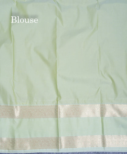 Dark Purple Semi Silk Saree With Contrast Pista Green Traditional Gap Border