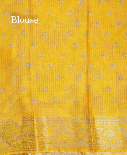 Semi Tussar Fancy Saree - Purple Colour Body With Contrast Yellow Fancy Border