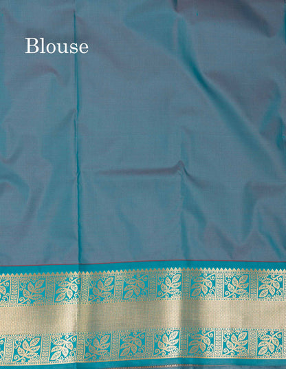 Beautiful Dark Maroon Semi Silk Saree With Contrast Peacock Blue Traditional Evening Morning Border