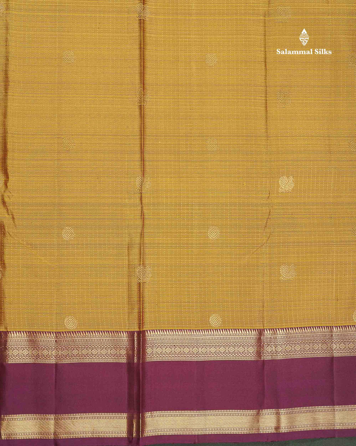 Pure Kanjivaram Silk Saree - Mehandi Green Colour Body With Contrast Wine Purple Gap Border