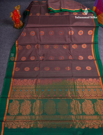 Maroon Beautiful SICO Cotton Saree With Green Border