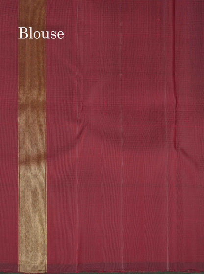 8 Kol Pure Kanjivaram Silk Saree - Half White Colour Body With Contrast Maroon Temple Border