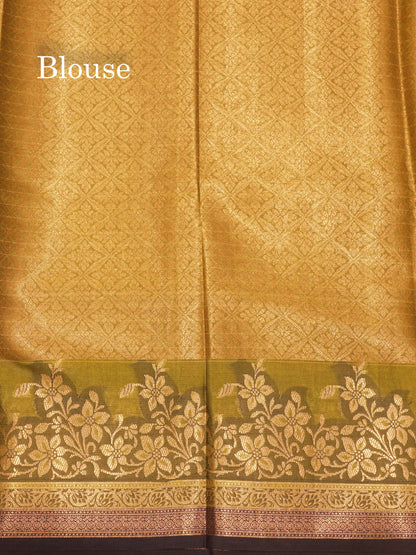 Lemon Yellow Colour Small Checks Semi Silk Saree With Fancy Border