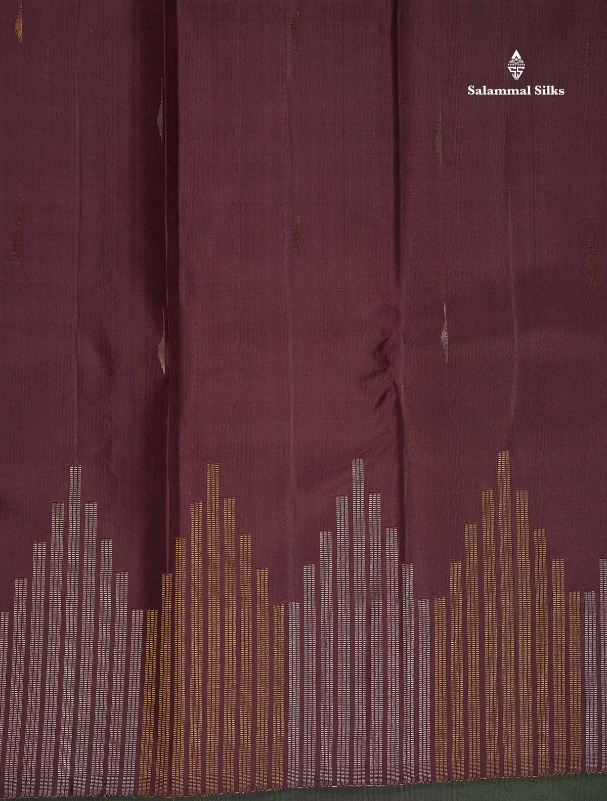 Pure Kanjivaram Silk Saree - Dark Brown Colour Body With Contrast Rexona Blouse