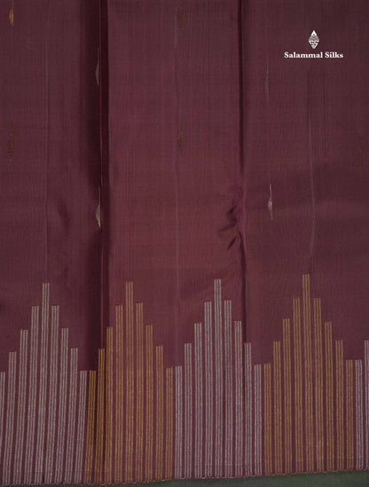 Pure Kanjivaram Silk Saree - Dark Brown Colour Body With Contrast Rexona Blouse