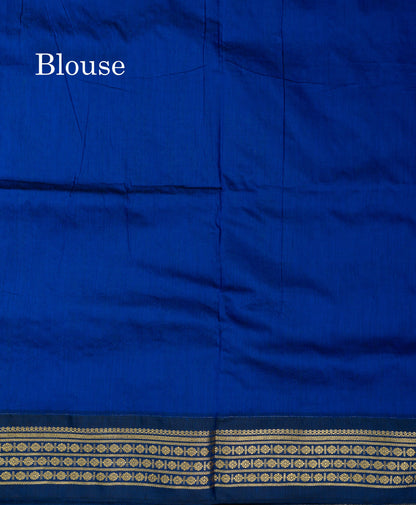 Beautiful Light Parrot Green Zari Butta Kalyani Cotton Saree With Contrast Navy Blue Traditional Border