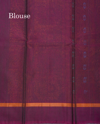 Beautiful Saffire Green SICO Cotton Saree With Contrast Magenta Blouse