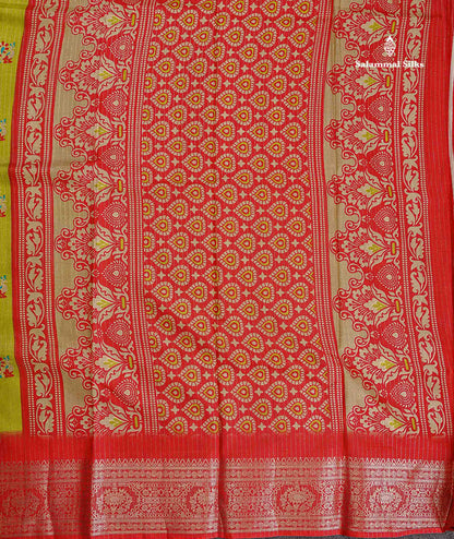 Semi Tussar Fancy Saree - Purple Colour Body With Contrast Yellow Fancy Border