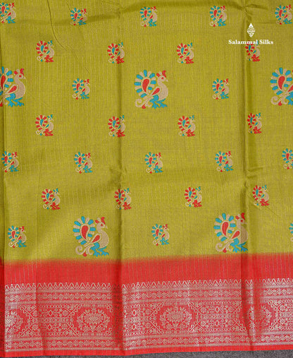Semi Tussar Fancy Saree - Purple Colour Body With Contrast Yellow Fancy Border