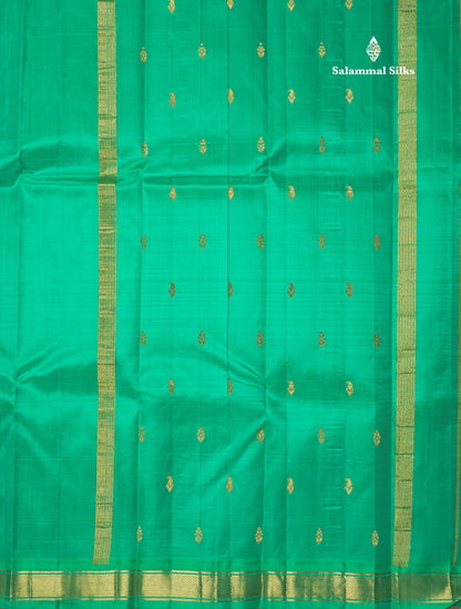 Blueish Grey Pure Kanjivaram Silk Saree With Small One Side Contrast Rexona Border