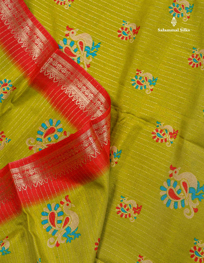 Semi Tussar Fancy Saree - Purple Colour Body With Contrast Yellow Fancy Border