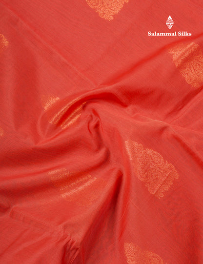 Beautiful Orange SICO Cotton Saree With Contrast Bottle Green Blouse