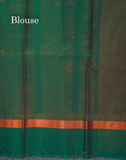Beautiful Orange SICO Cotton Saree With Contrast Bottle Green Blouse