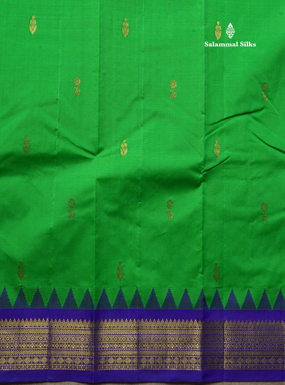 Green Pure Mix Saree With One Side Contrast Violet  Border