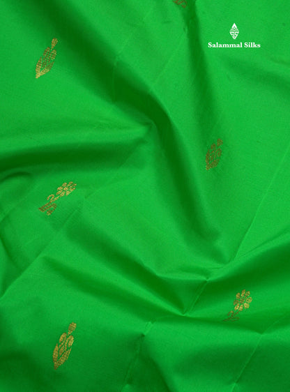 Green Pure Mix Saree With One Side Contrast Violet  Border