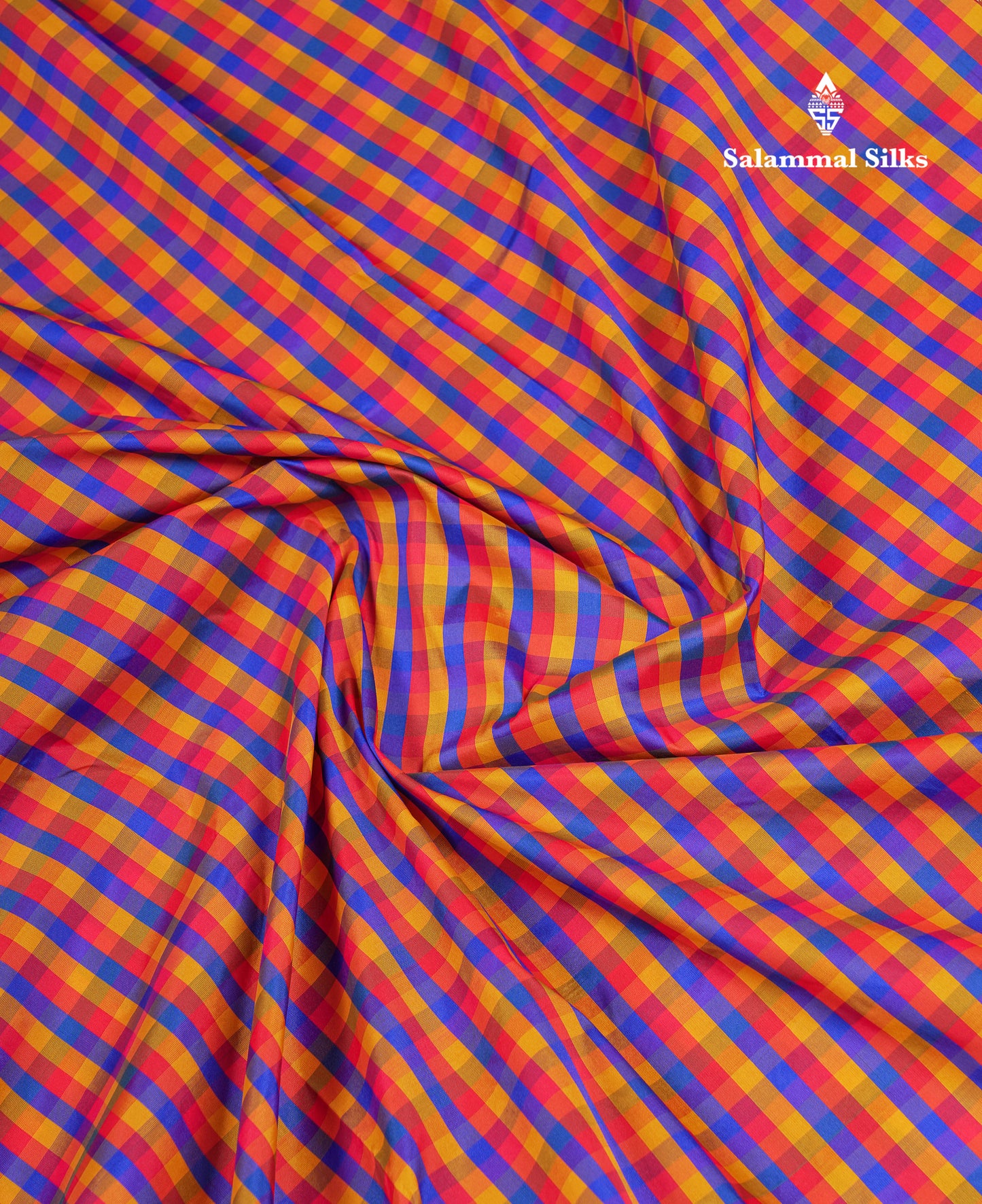 10.5 Yards Semi Silk Saree Paalum Pazham Checks With Contrast Maroon Traditional Border