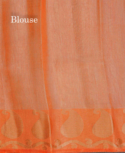 Semi Raw Silk Tissue Saree - Light Orange Colour Body With Fancy Border