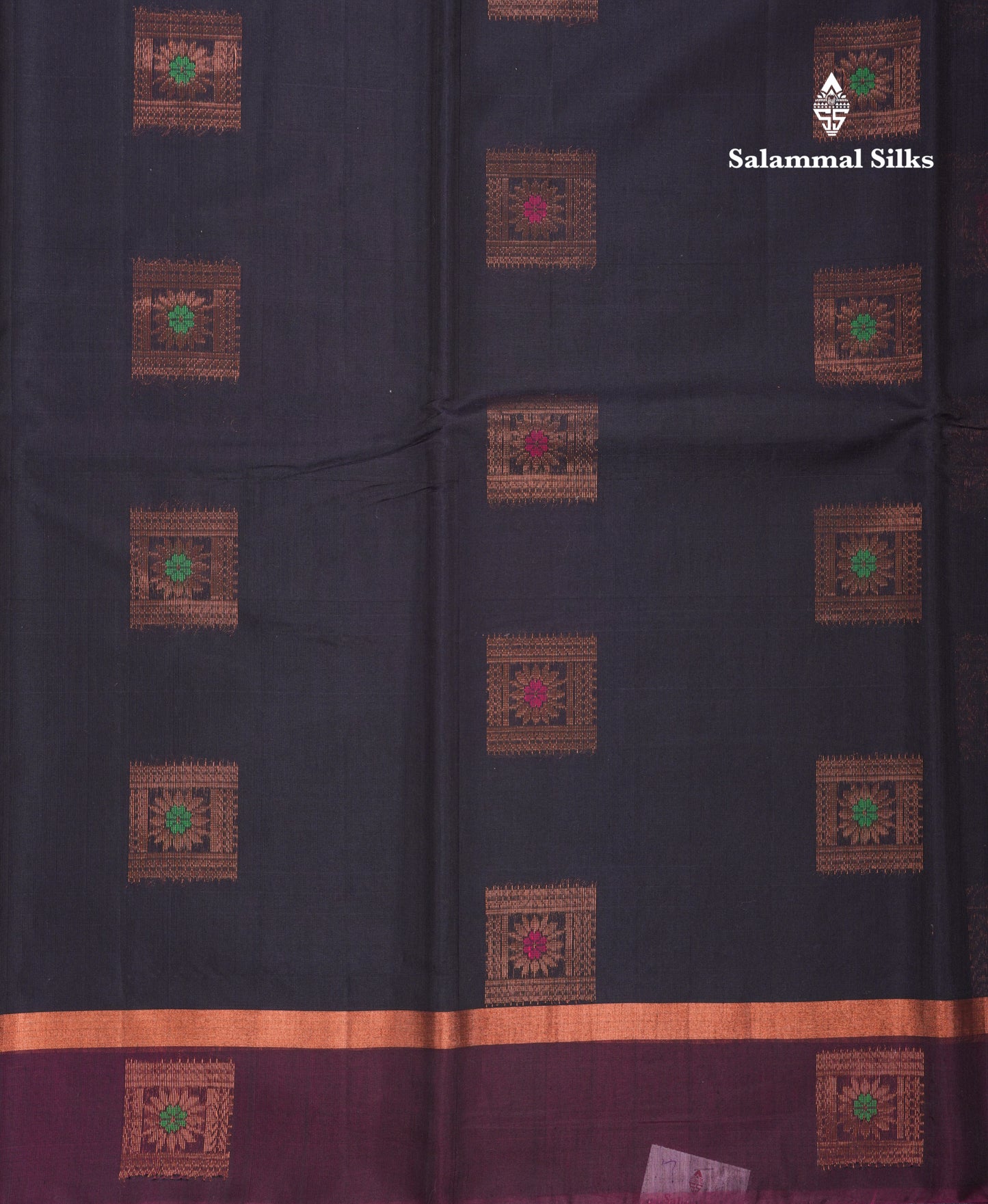 Beautiful Black Menakari Work SICO Cotton Saree With Contrast Magenta Border