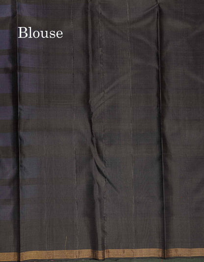 Pure Kanjivaram Silk Saree - Burberry Checks With Contrast Black Blouse